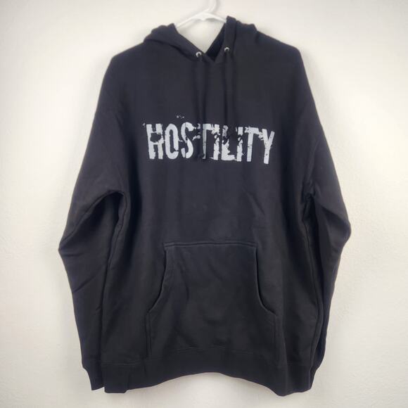 90s Hostility Hoodie Sweatshirt Black Size Large Men NWT Y2K - Picture 1 of 6